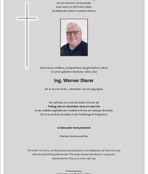 Der OSYC trauert um sein Ehrenmitglied Ing. Werner Dierer, Regionalleiter Mödling